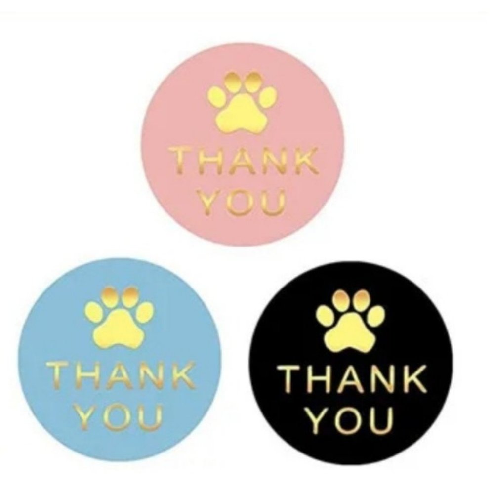 50 Dog Paw Thank You Stickers